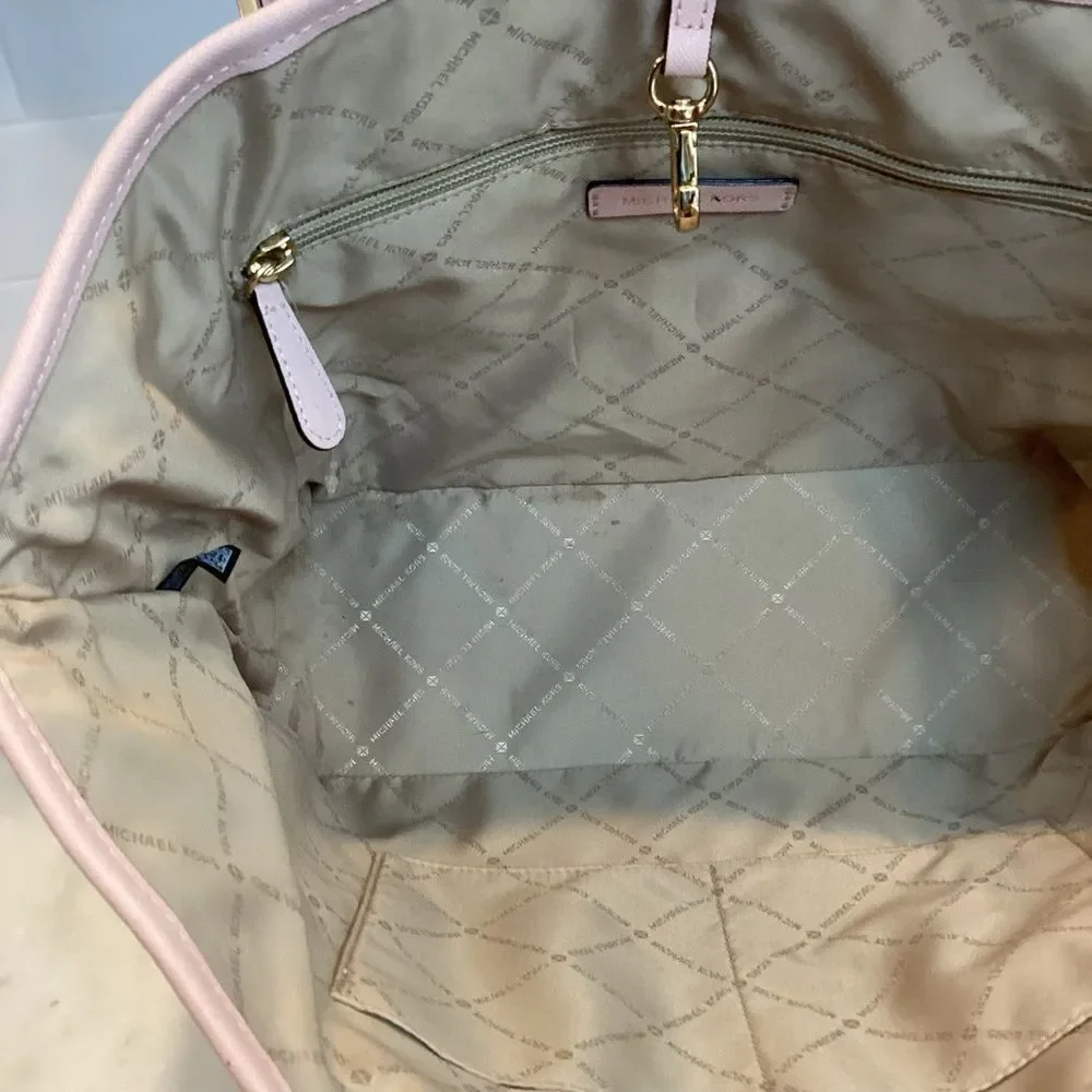 Michael Kors Purse Handbag Leather Jet Set Carry All Pink Tote Bag Pocketbook